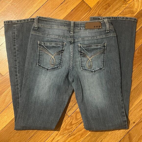 C Pink Celebrity Pink Wide Leg Stretch Jeans Size 7 Dark Wash - Picture 2 of 9